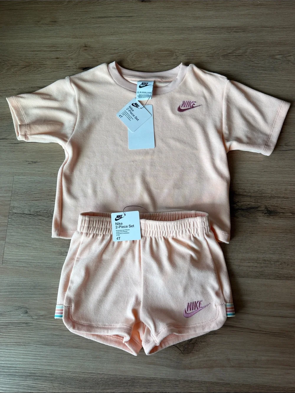 Nike Peach Girls' 2-Piece Tee & Shorts Set